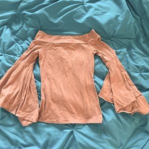 Express Pink Coral Off Shoulder Bell Sleeves Top